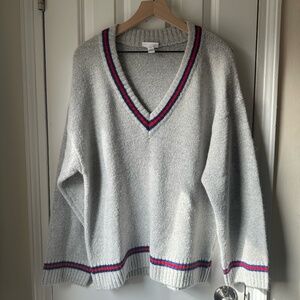Neon Rose Gray School Sweater - Medium